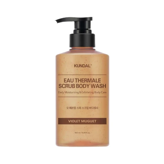 Kundal Eau Thermale Scrub Body Wash Violet Muguet 500ml exfoliating and refreshing body wash